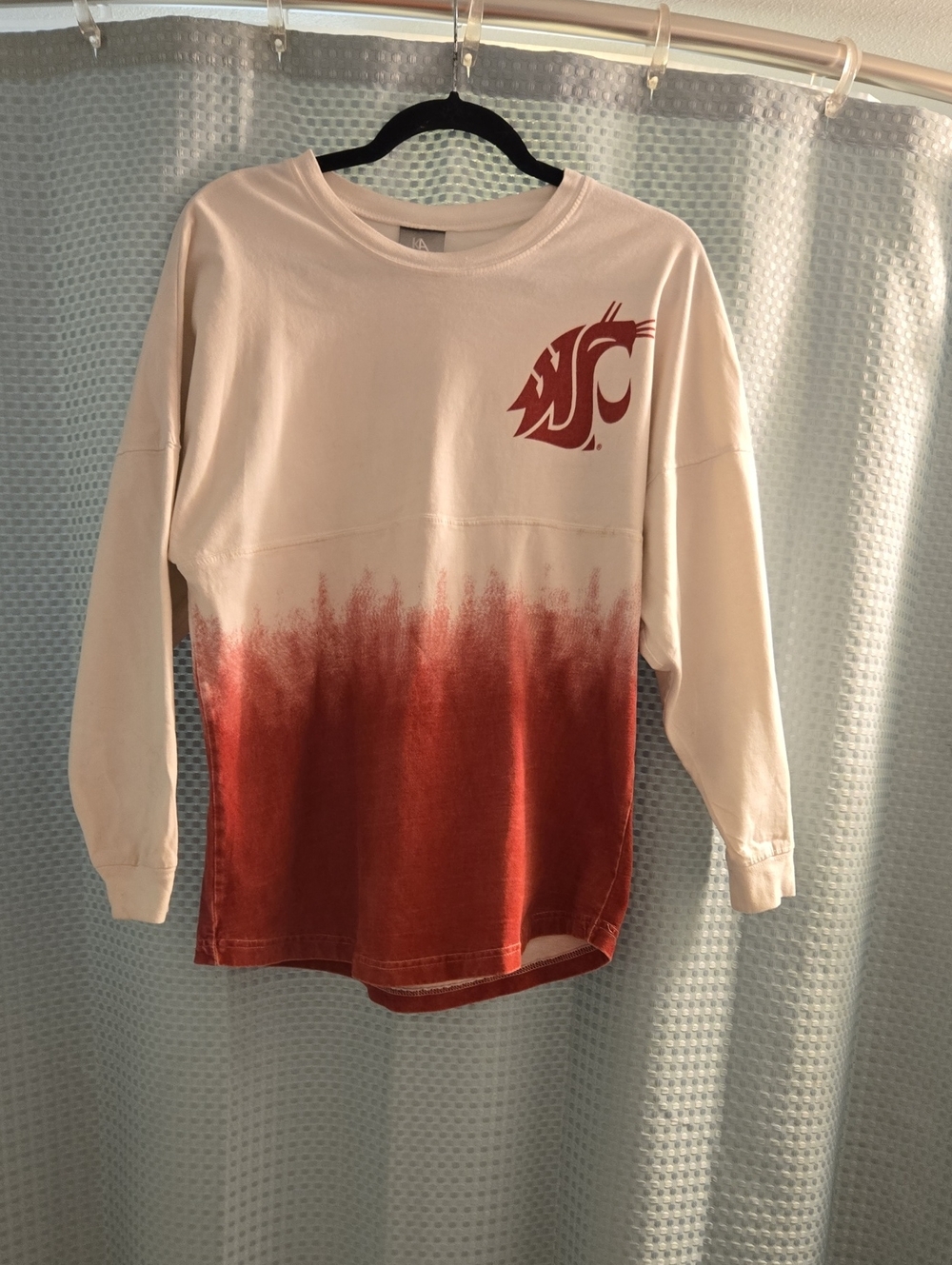 Knights Apparel White & Red Dip-Dye Small Women's Long-Sleeve Crewneck